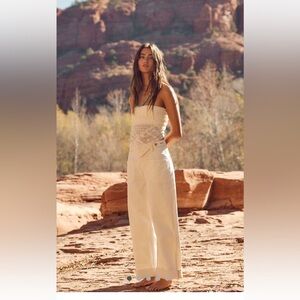 Free People Palmer Cuffed Jeans We The Free Wide Leg Pockets Ivory